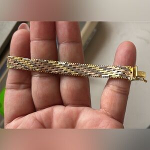 Tricolor Sterling Silver Riccio Style Bracelet